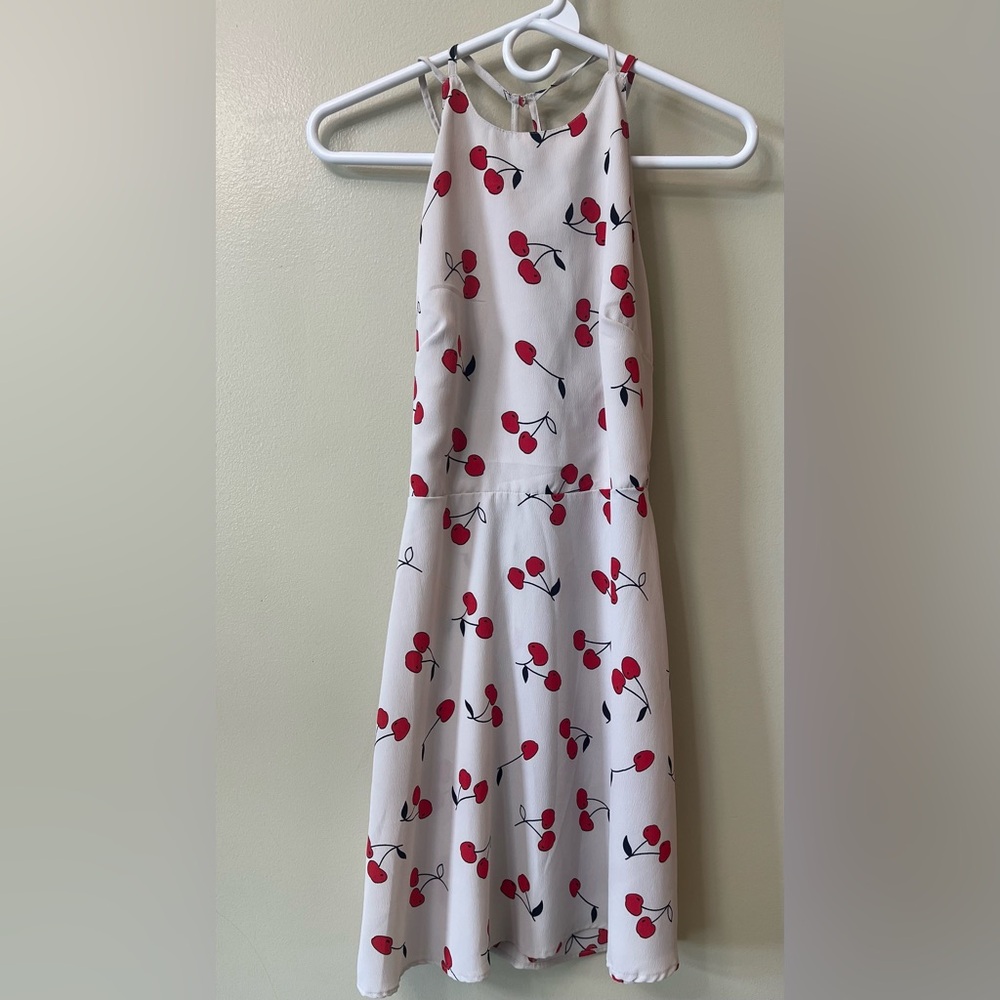 ASOS Cherry Print Mini Dress Sleeveless Open Back Women’s Size 6
